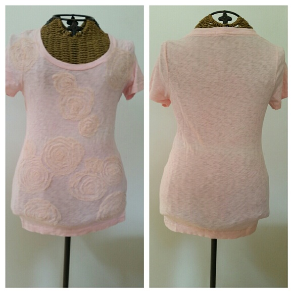 Xsoldx J CREW pink floral applique t shirt S - Picture 5 of 5